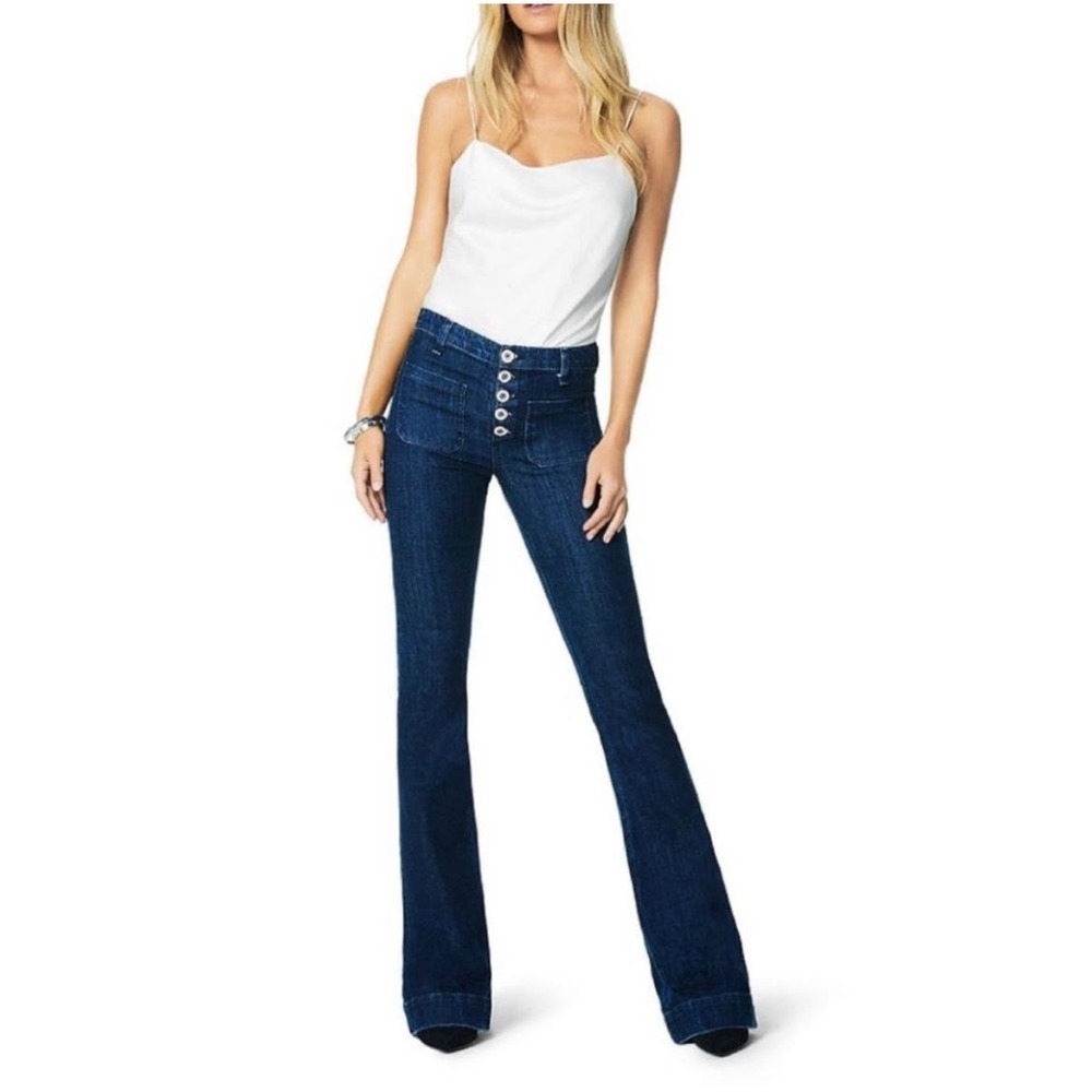 Ramy Brook Cindy Flare Dark Wash Jeans Button Front Stretch 26 New York